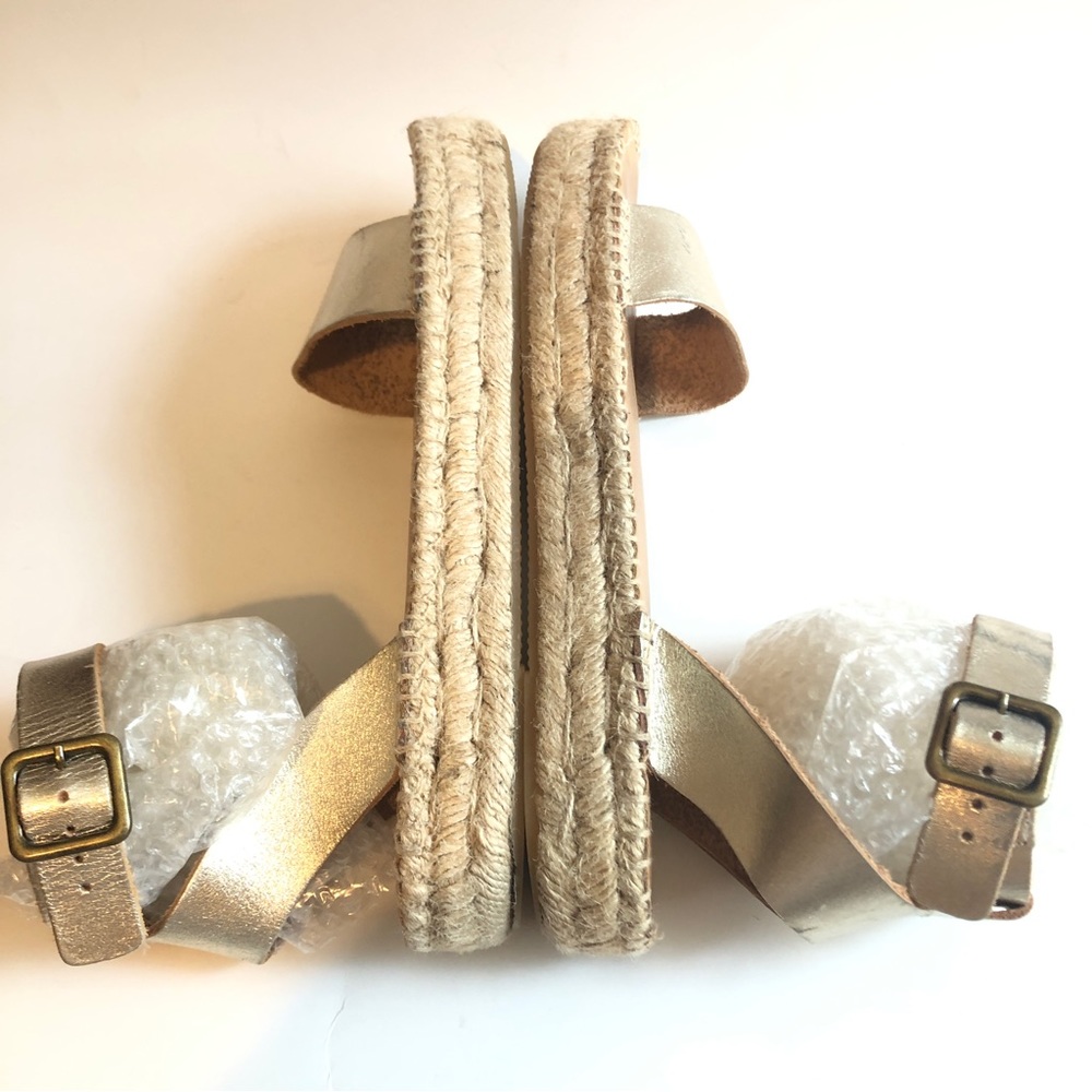 Sz 11 Soludos Cadiz Gold Metallic Platinum Strap Sandals - Picture 14 of 16